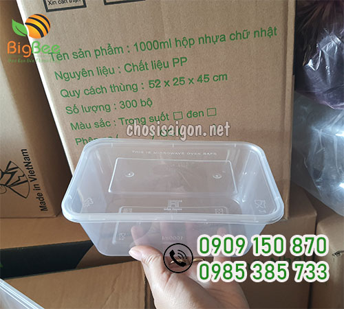 Hộp nhựa chữ nhật 1000ml giá sỉ rẻ ưu đãi