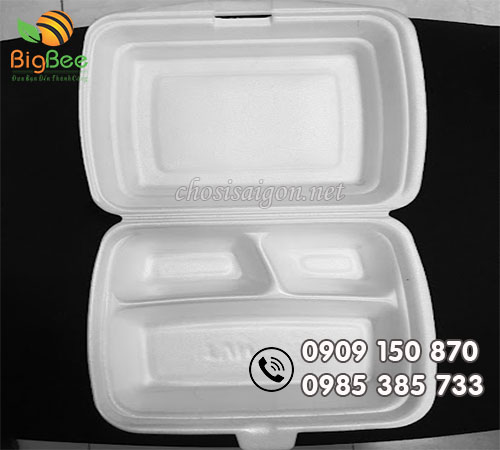 Hộp xốp 3 ngăn đựng cơm sỉ rẻ