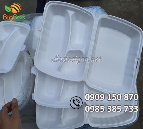 Hộp xốp 3 ngăn đựng thức ăn giá rẻ