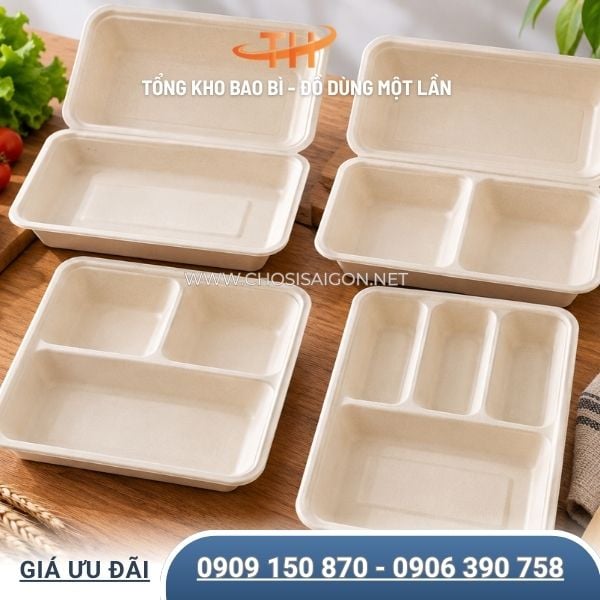 Hộp bã mía 1 ngăn, 2 ngăn, 3 ngăn, 4 ngăn