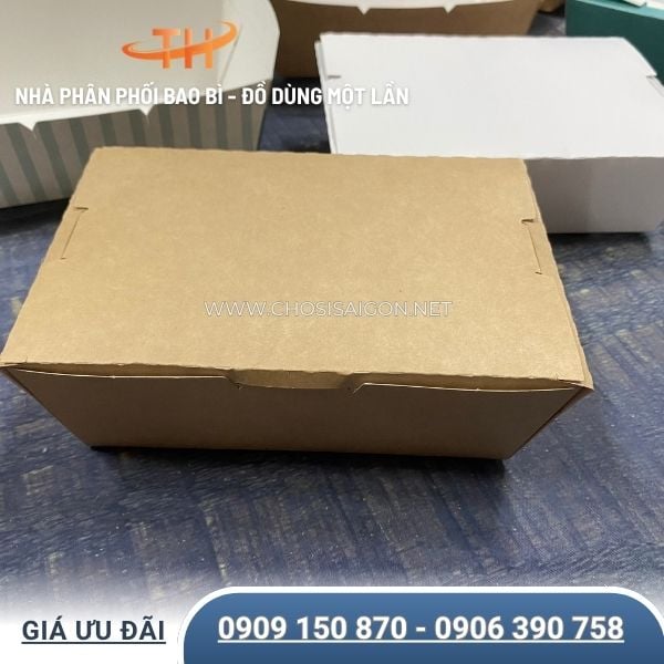 Hộp giấy kraft nắp gập đựng thức ăn nhanh