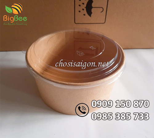 Gía sỉ rẻ tô giấy kraft 750ml có nắp
