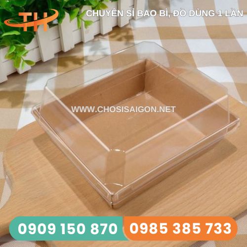 Hộp giấy karft vuông nắp nhựa giữ form tốt