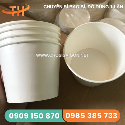 Tô giấy trắng trơn 500ml chịu nhiệt tốt