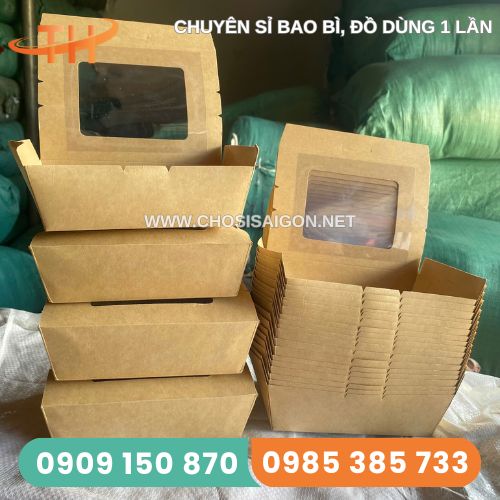Hộp giấy kraft nắp cửa sổ cứng cáp, dày dặn