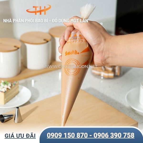 Túi tam giác trang trí bánh, bơm sốt, kem, topping