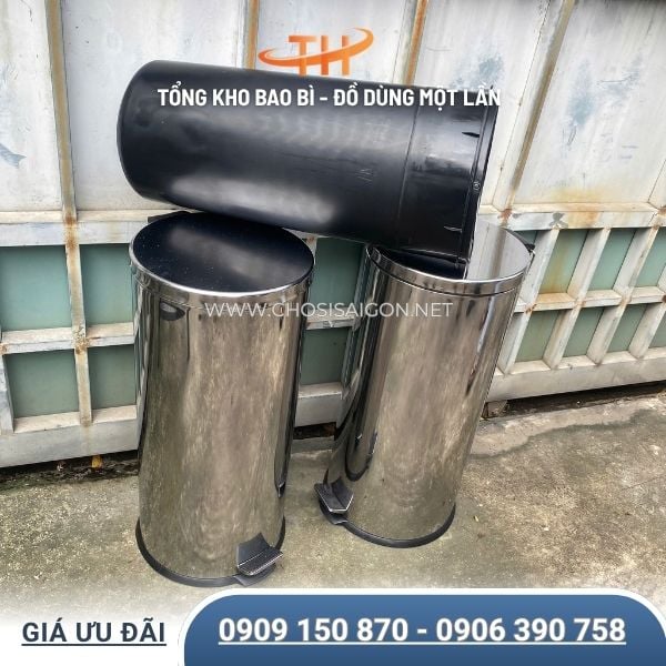 Thùng rác đạp chân inox