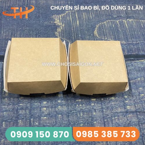Hộp giấy kraft đựng bánh hamburger