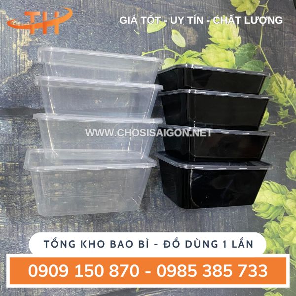 Hộp nhựa chữ nhật 500ml, 650ml, 750ml, 1000ml