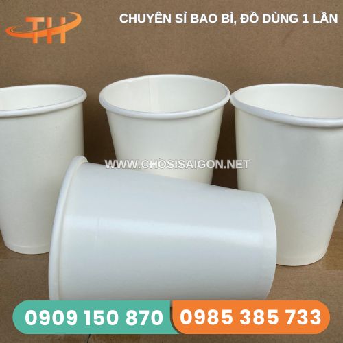 Ly giấy 12oz trắng trơn dùng 1 lần