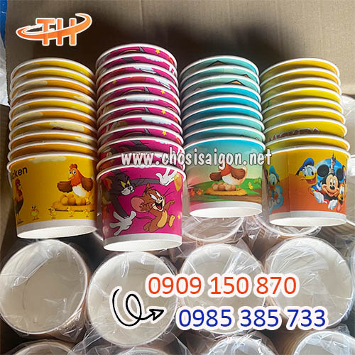 Tô giấy in hình đựng kem, sữa chua, cháo dinh dưỡng giá sỉ tốt