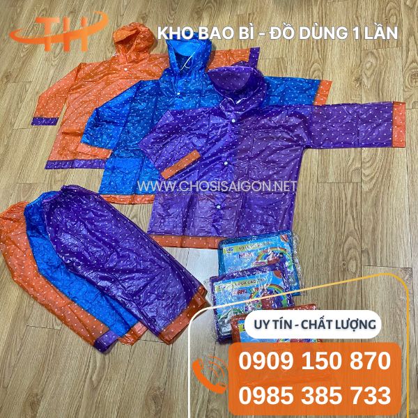 Áo mưa bộ cho bé chấm bi đủ màu giá siêu rẻ