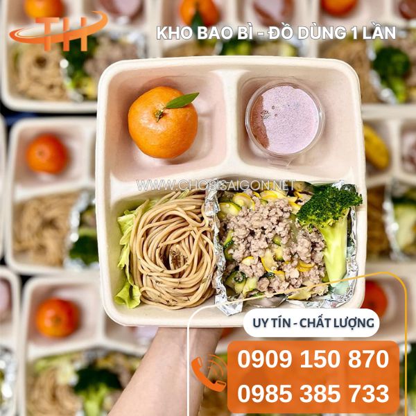 Hộp bã mía 3 ngăn an toàn, tiện lợi giá rẻ