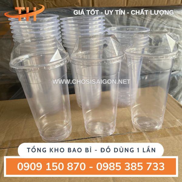 Ly nhựa pp 700ml nắp kim cương đựng trà sữa