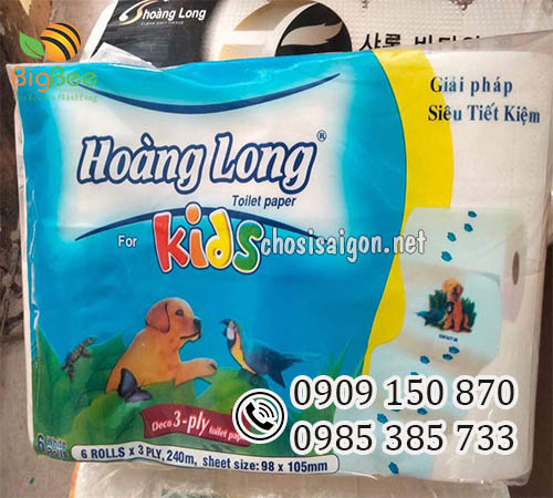 Giấy vệ sinh Hoàng Long Kids 6 cuộn x 3 lớp giá rẻ ưu đãi