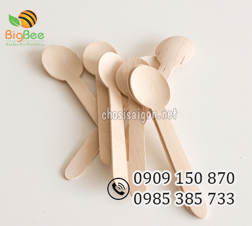 Thìa gỗ dùng 1 lần ăn kem, sữa chua giá sỉ rẻ tại TP.HCM