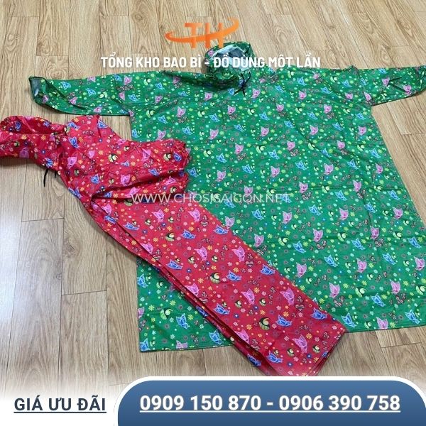 Áo mưa bít in họa tiết bắt mắt