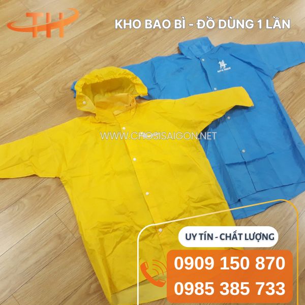 Áo mưa cho bé có nút gài, mũ trùm đầu giá siêu rẻ