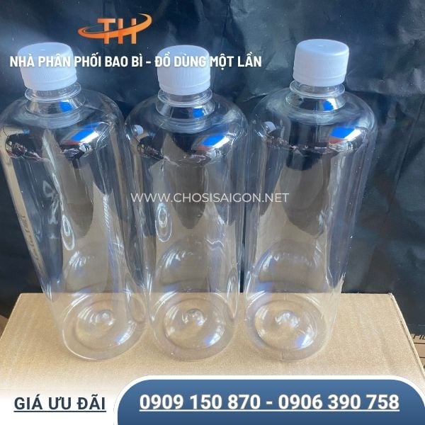 Chai nhựa 1 lít tròn nắp trắng giá tốt tại TP.HCM