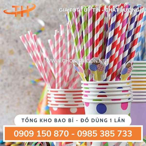 Ống hút giấy sọc nhiều màu bán giá sỉ rẻ