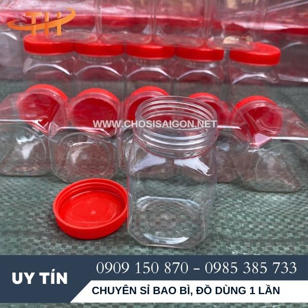 Bán hũ nhựa nhỏ nắp đỏ đựng muối tôm giá sỉ rẻ