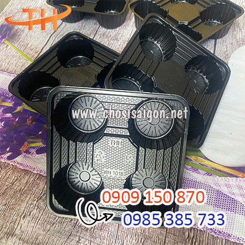 Khay nhựa 4 ngăn dùng 1 lần đựng thức uống giá rẻ
