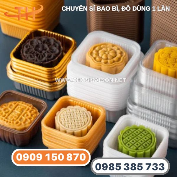 Hộp, khay nhựa nhỏ vuông đựng bánh trung thu giá rẻ