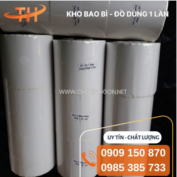 Giấy decal nhiệt tem nhãn 2 tem/hàng