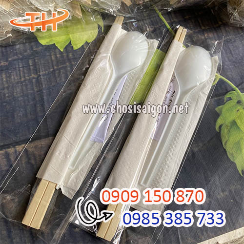 Combo 4 món muỗng, đũa, tăm, giấy ăn tiện lợi báo giá sỉ rẻ
