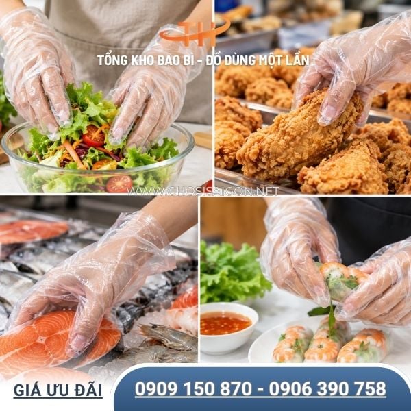 Bao tay nilon dùng trong chế biến thực phẩm giá sỉ rẻ