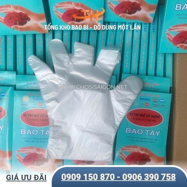 Bao tay xốp chất liệu nilon mỏng dùng 1 lần giá rẻ