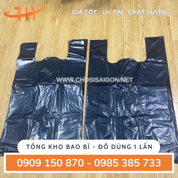 Bao túi đựng rác 2 quai đen bóng