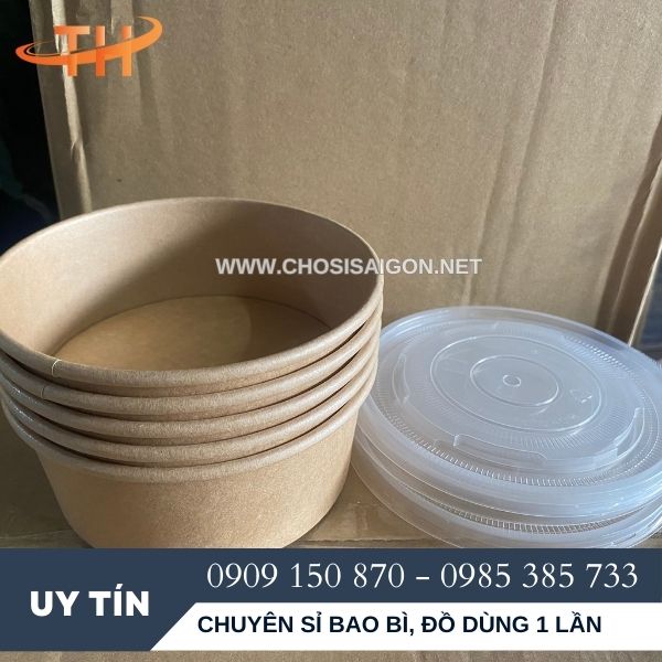 Bát giấy kraft có nắp sỉ ưu đãi