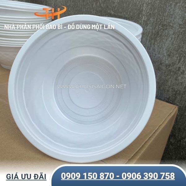 Tô nhựa kim cương trắng sữa 1000ml
