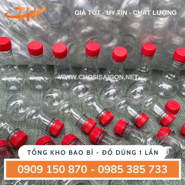 Chai nhựa hồ lô nắp đỏ sỉ rẻ tận xưởng