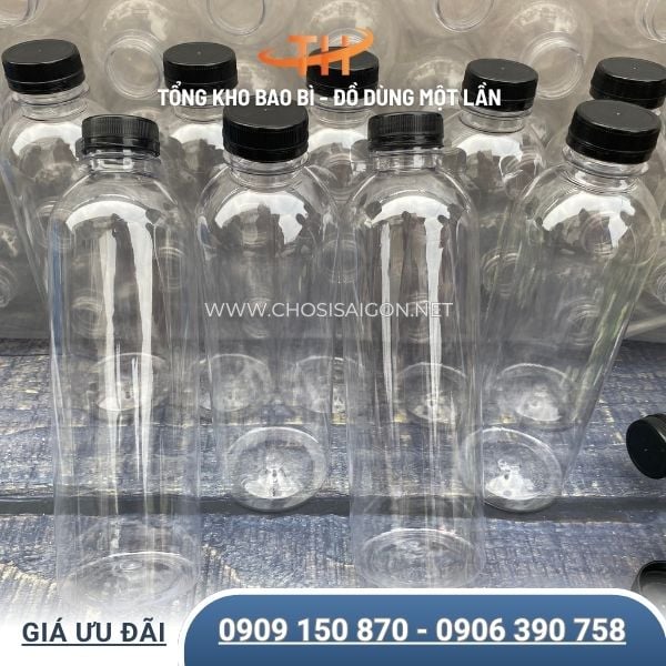 Chai nhựa miệng rộng 1 lít (1000ml) dày dặn, cứng cáp