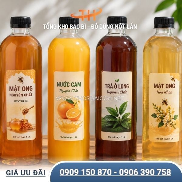 Chai nhựa 1 lít (1000ml) đựng thức uống, mật ong