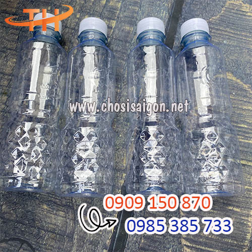 Vỏ chai nhựa pet nắp trắng 330ml đựng nước ép giá sỉ rẻ