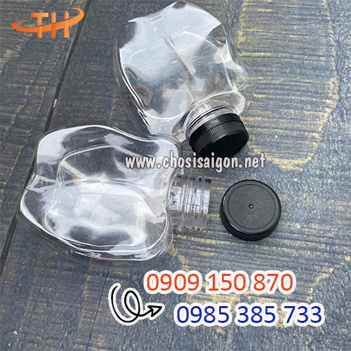Chai nhựa 330ml nắp đen trái táo giá rẻ