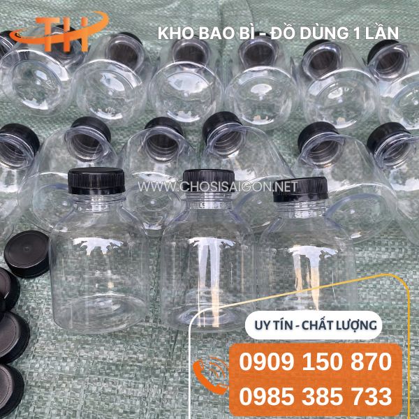 Chai nhựa 330ml miệng rộng tròn lùn dày dặn, cứng cáp giá sỉ rẻ nhất