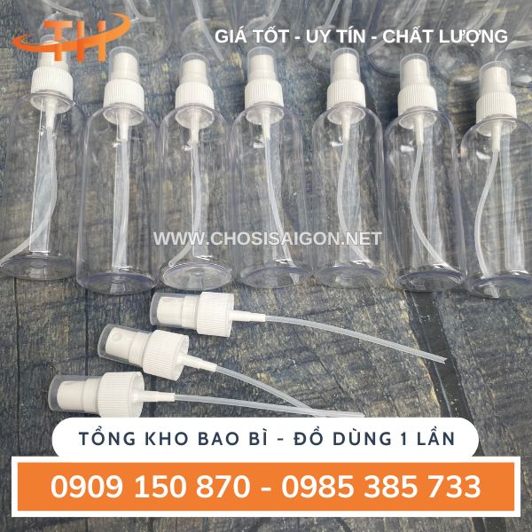 Chai nhựa đựng mỹ phẩm, dung tịch có vòi xịt, vòi nhấn