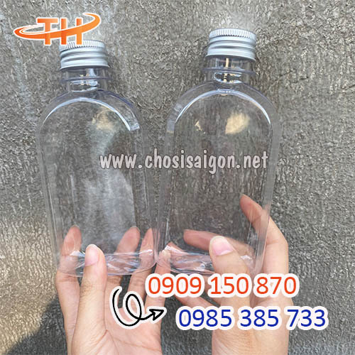 Chai nhựa dẹp bầu nắp nhôm giá sỉ ưu đãi