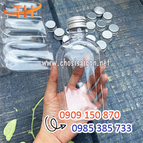 Chai nhựa dẹp nắp nhôm 330ml giá xưởng HCM