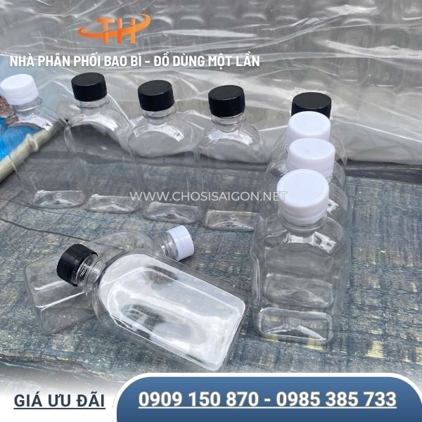 Chai nhựa dẹt 250ml nắp nhựa giá sỉ rẻ