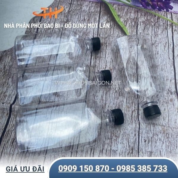 Chai nhựa dẹt vai bầu 500ml dày dặn, cứng cáp