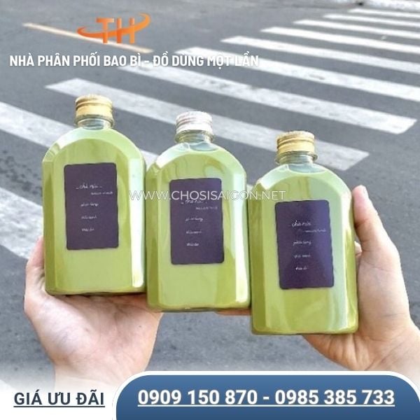 Chai nhựa dẹt nắp nhôm đựng đa dạng thức uống