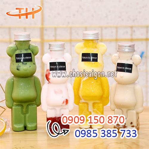 Chai nhựa 500ml hình gấu nắp nhôm giá sỉ rẻ