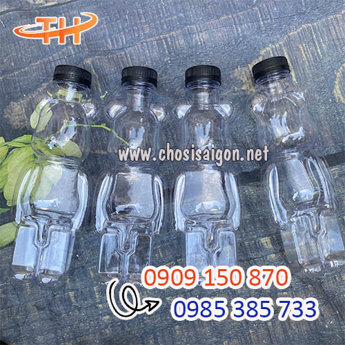 Chai nhựa 500ml hình gấu dày dặn, đẹp sỉ rẻ