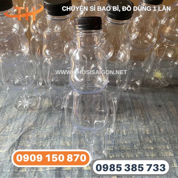 Chai nhựa trà sữa hình gấu 500ml giá xưởng rẻ
