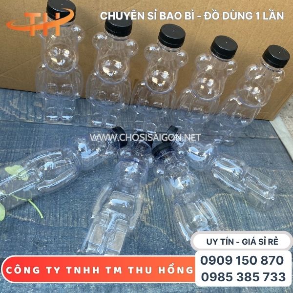 Chai nhựa pet hình gấu 500ml an toàn, chất lượng tốt